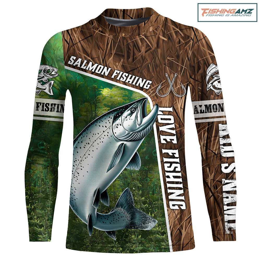 Personalized Chinook Salmon Fishing Shirts, Love Fishing Camo fish on 3D All Over Printed Kid Shirts NQS5899