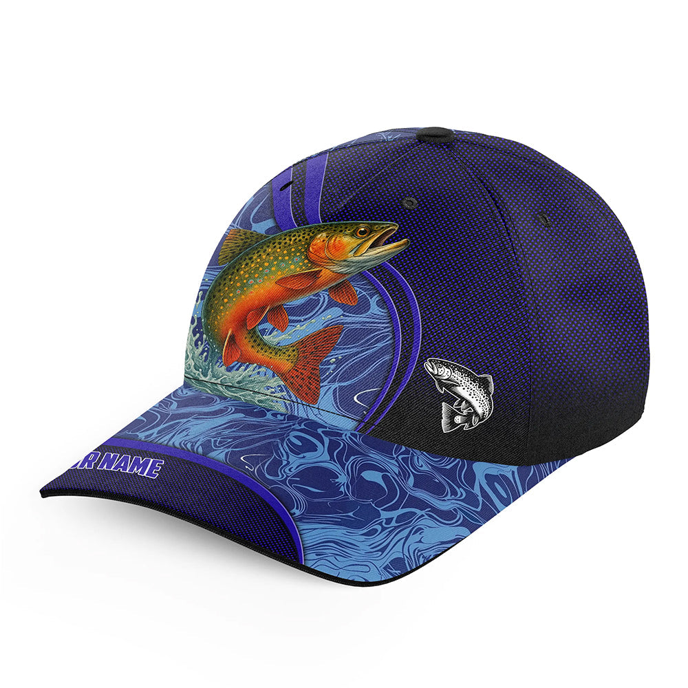 Brook Trout fishing blue camo Custom fishing hat Unisex Fishing Baseball freshwater Angler hat cap NQS11025