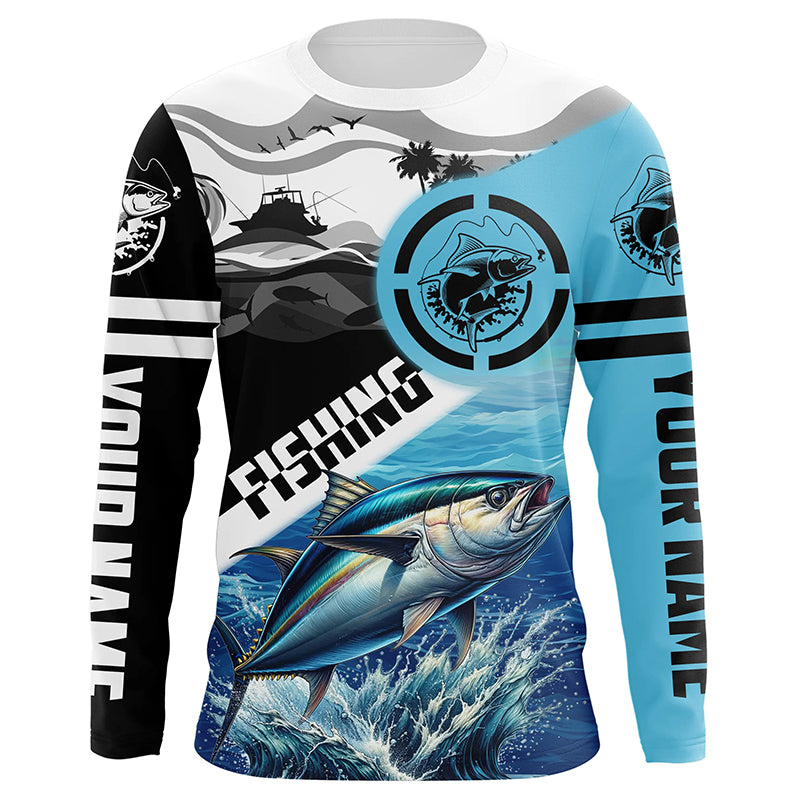 Tuna Fishing saltwater Customize Name UV protection long sleeves fishing shirt for men NPQ36