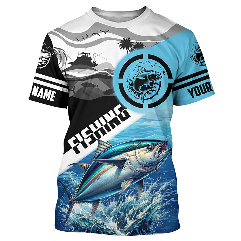 Tuna Fishing saltwater Customize Name All-over Print Unisex fishing T-shirt NPQ36