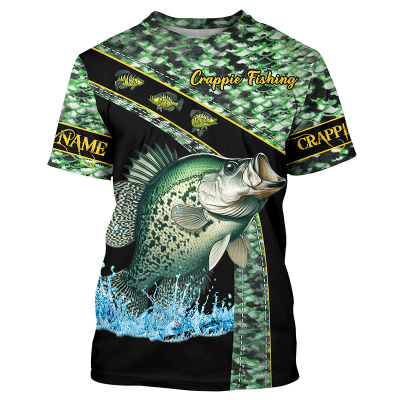 Crappie fishing green Crappie scales Custom name fishing Tshirt jerseys, Crappie fishing Tshirt NQS4889