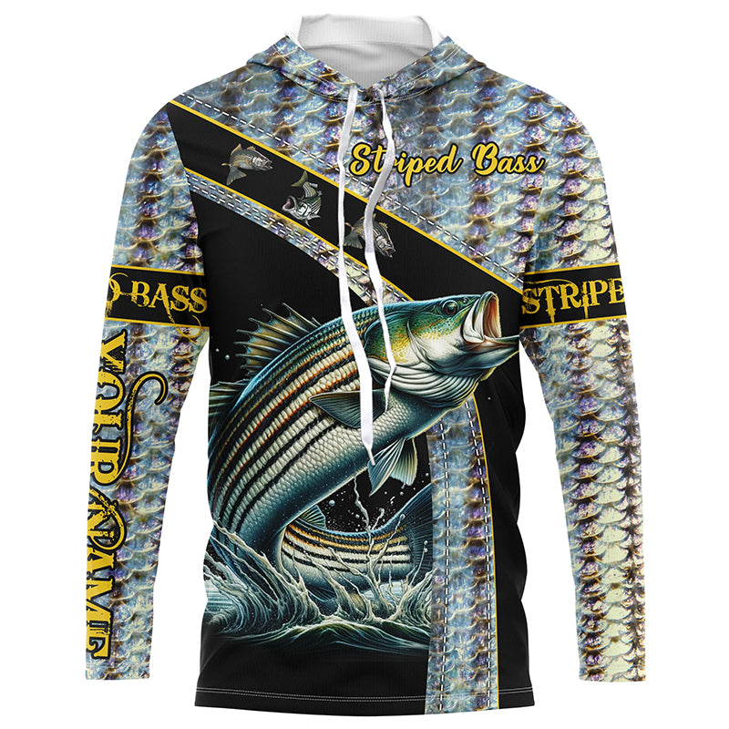 Striped bass fishing scales Custom name Striped bass fishing Long sleeve, Long Sleeve Hooded NQS4891