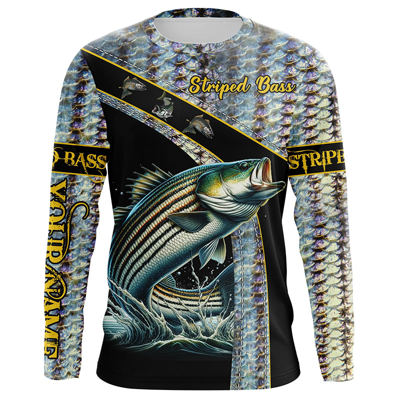 Striped bass fishing scales Custom name Striped bass fishing Long sleeve, Long Sleeve Hooded NQS4891