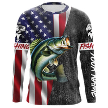 Load image into Gallery viewer, Personalized Bass Fishing Jerseys, Custom American flag Bass fishing Long sleeve, Long Sleeve Hooded NQS4926
