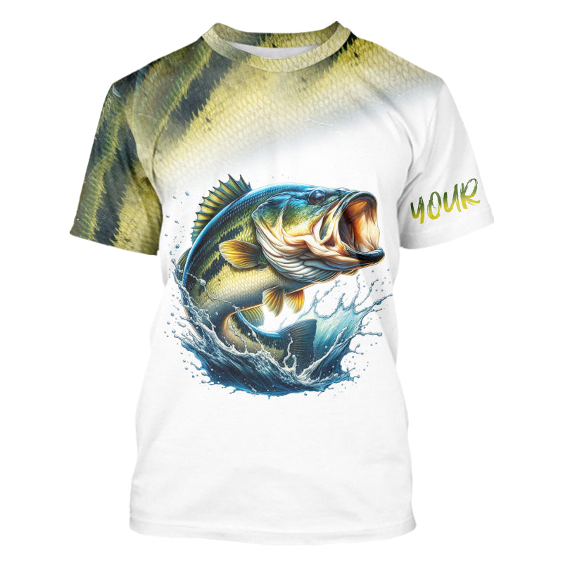 Bass Fishing Customize Name All-over Print Unisex fishing T-shirt NPQ92