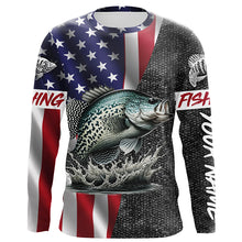 Load image into Gallery viewer, Custom American Flag patriotic Crappie Fishing Jersey, Personalized Crappie fishing Long sleeve shirts NQS4958
