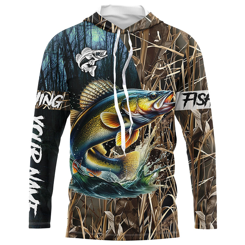 Walleye Fishing camo Customized Long sleeve fishing shirts, personalized fishing gifts NPQ306