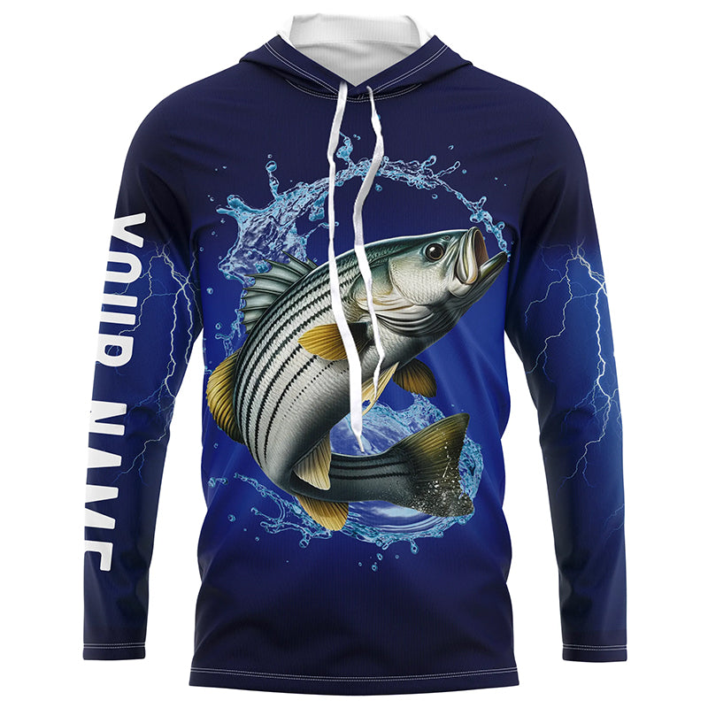 Striped Bass Fishing Blue lightning UV protection custom long sleeves fishing shirt for men NPQ241