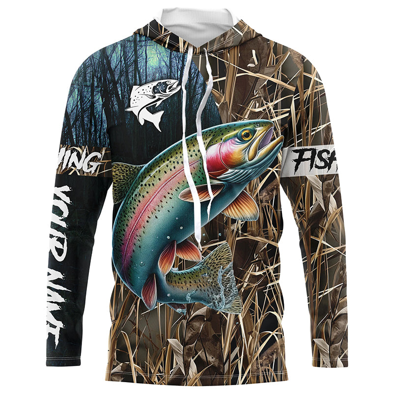 Rainbow Trout Fishing camo Customize name Long sleeve fishing shirts, personalized fishing gifts NPQ283