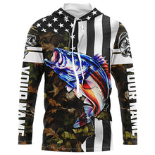 Load image into Gallery viewer, Bass Fishing American Flag black camo Customize UV protection long sleeves fishing shirt for men NPQ88
