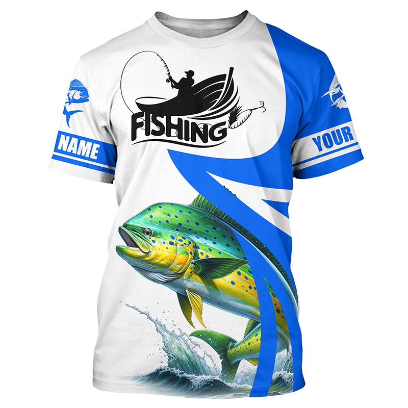 Mahi mahi fishing Custom sun protection Fishing T-shirt, Dorado fishing jerseys | Blue NQS5320