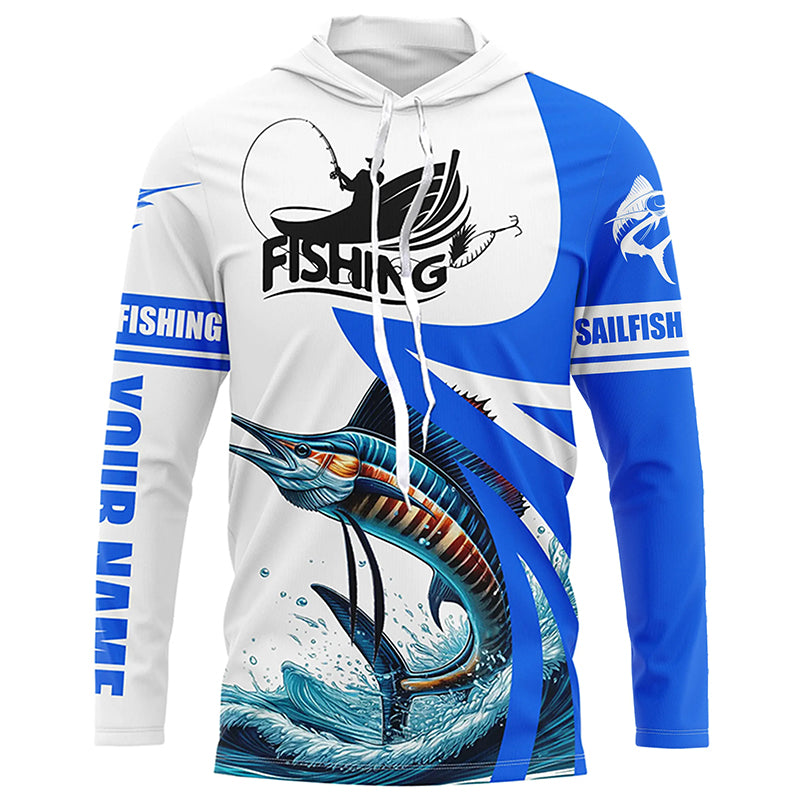 Sailfish fishing Custom sun protection long sleeve fishing shirts, Sailfish fishing jerseys | Blue NQS5321