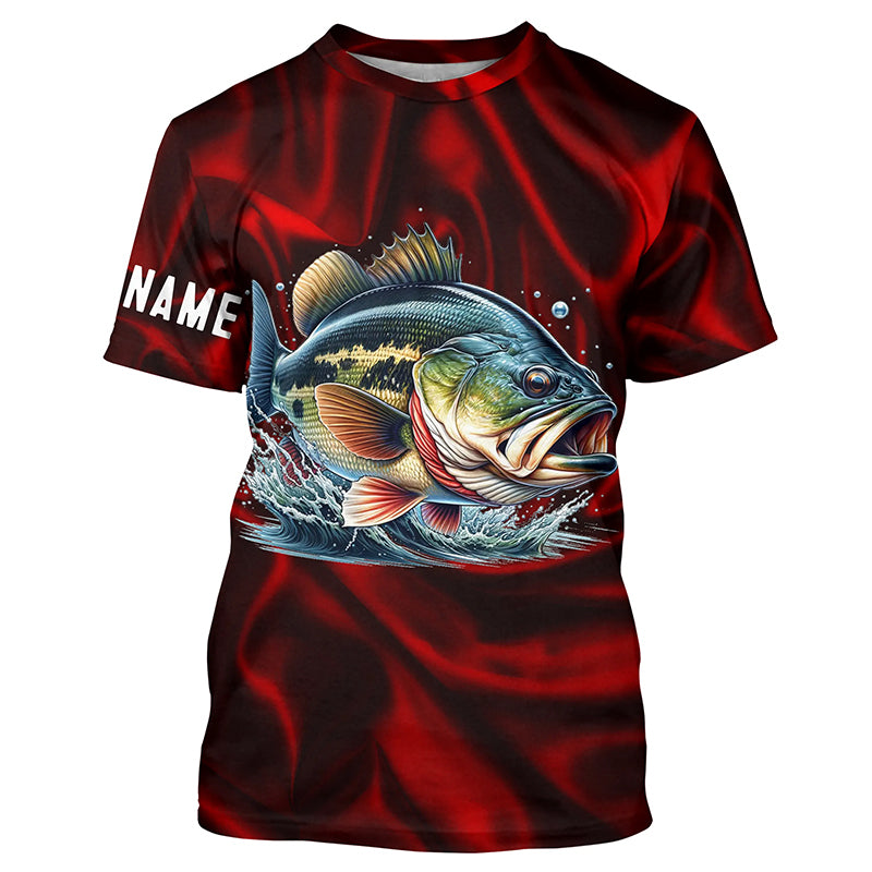 Bass Fishing red lighting Customize Name All-over Print Unisex fishing T-shirt NPQ370