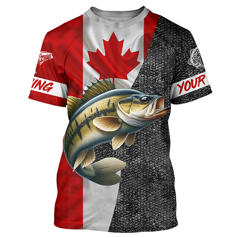 Custom Canadian Flag Smallmouth Bass Fishing, personalized Smallmouth fishing tournament T-shirt NQS5072