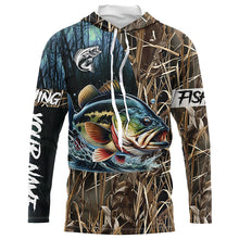 Load image into Gallery viewer, Bass Fishing Camo Customize name Long Sleeve Fishing shirts - personalized gift for fisherman NPQ214
