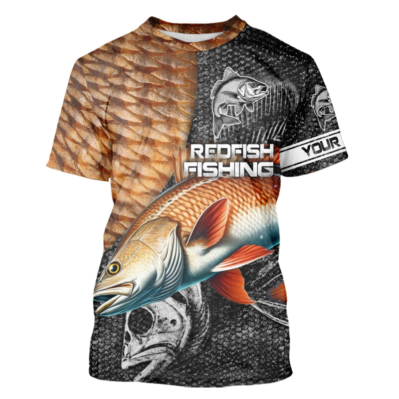 Redfish puppy drum scales tackle fishing Customize Name All-over Print Unisex fishing T-shirt NPQ60