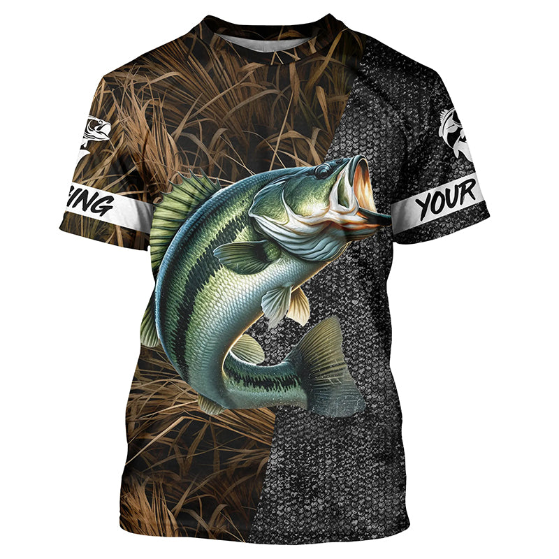 Custom Largemouth Bass Fishing Camo Personalized bass fishing jerseys T-shirt NQS5078