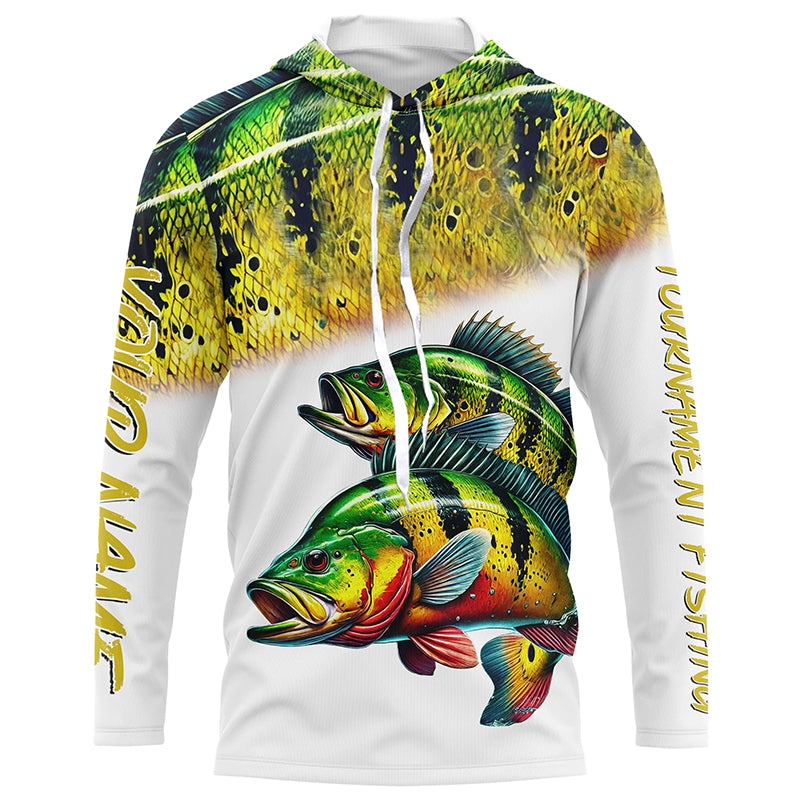 Peacock Bass Fishing Tournament Custom long sleeve, Long sleeves hooded performance fishing shirts NQS181