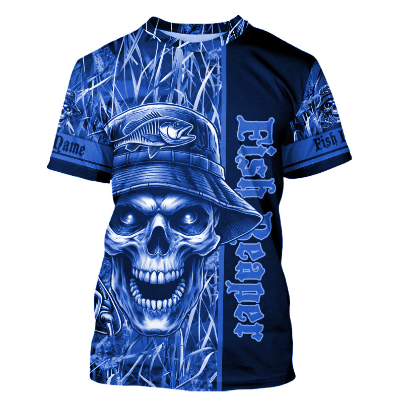 Fish reaper fishing blue camo Customize Name fishing T-shirt, personlized gift for fisherman NPQ379