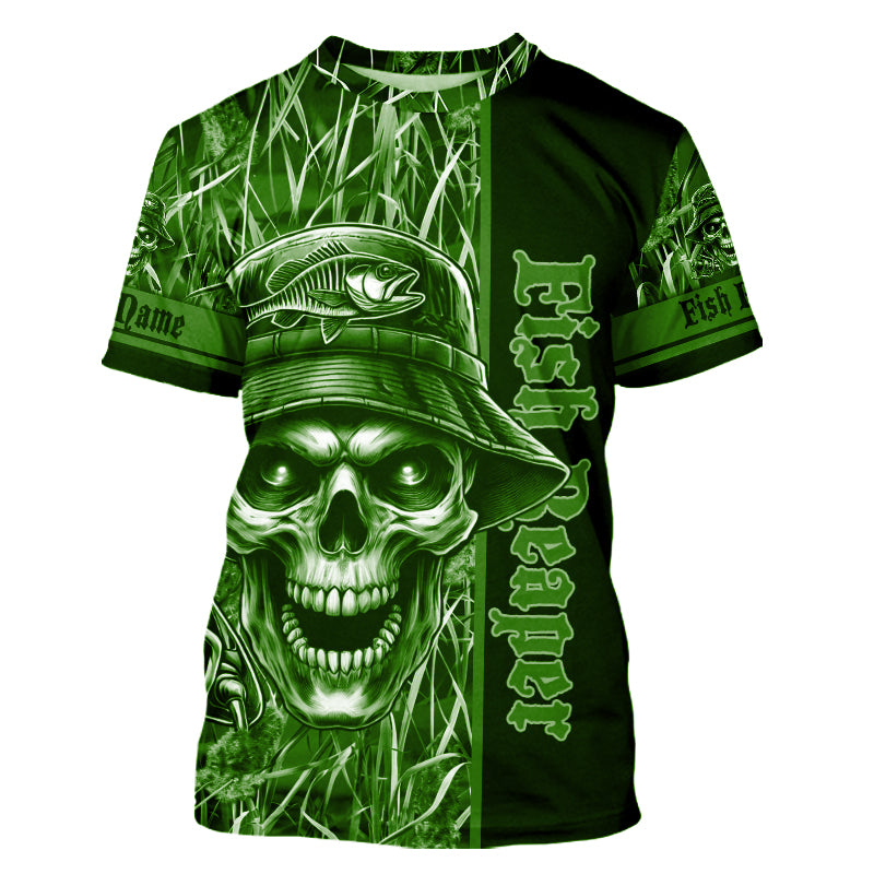 Fish reaper fishing green camo Custom fishing T-shirt, personlized gift for fisherman NPQ380