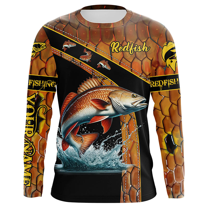 Redfish fishing scales UV protection Custom long sleeve fishing shirts, red drum fishing jerseys NQS5394