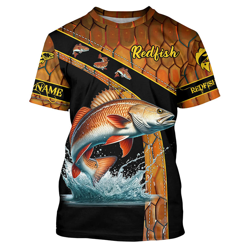 Redfish fishing scales UV protection Custom Fishing T-shirt, red drum fishing jerseys NQS5394