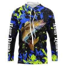 Load image into Gallery viewer, Personalized Walleye fishing green blue camo long sleeve Fishing Shirts NQS7107
