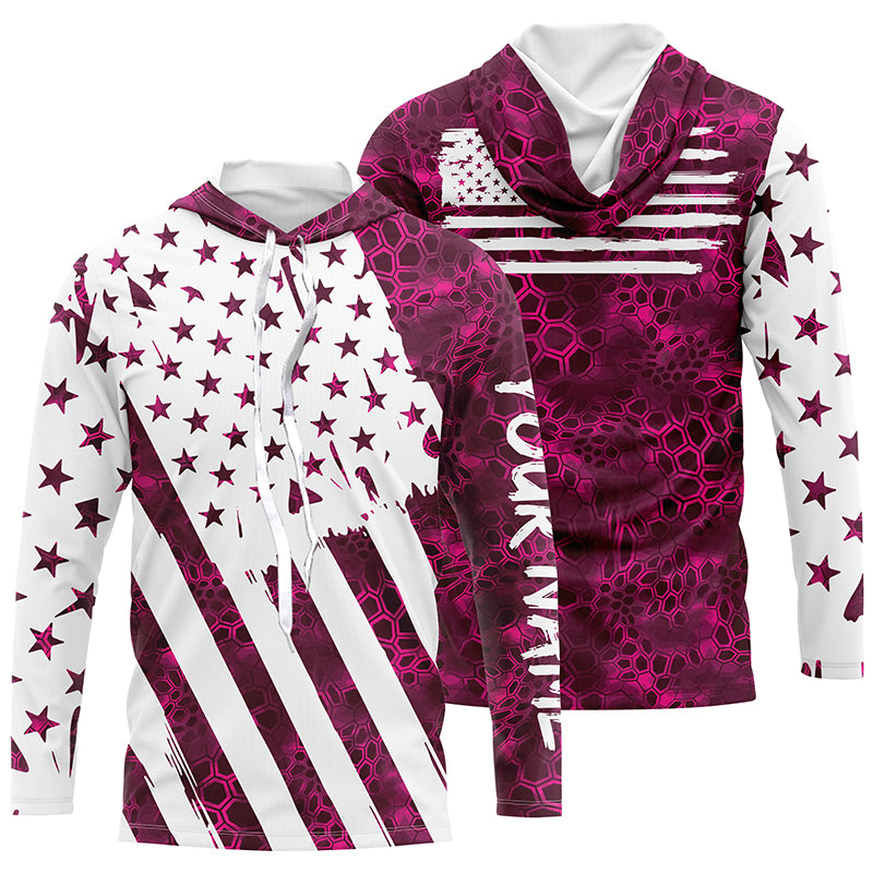 American flag pink camo personalized patriotic UV Protection camouflage Long Sleeve Fishing jerseys NQS5628