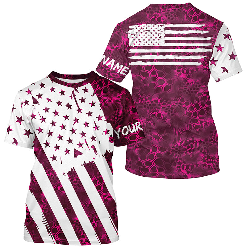 American flag pink camo custom patriotic UV Protection camouflage Fishing T-shirts jerseys NQS5628