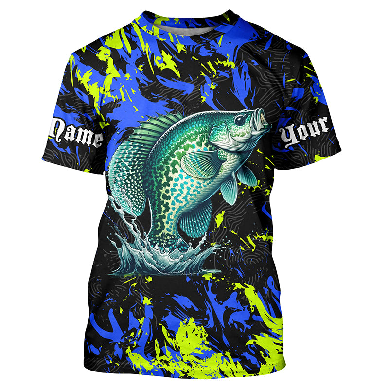 Personalized Crappie fishing green blue camo Fishing T-Shirts, fishing gifts for fisherman NQS7122