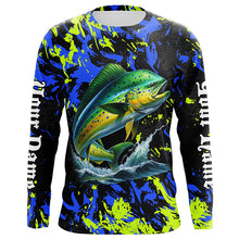 Load image into Gallery viewer, Personalized Mahi mahi fishing green blue camo long sleeve Fishing Shirts NQS7123
