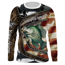 Load image into Gallery viewer, American Flag patriotic Crappie Fishing Jerseys, Custom camo Crappie fishing Long sleeve shirts NQS4858
