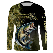 Load image into Gallery viewer, Custom Largemouth Bass fishing camouflage Fishing Jersey, Personalized Bass fishing Long sleeve shirts NQS4862
