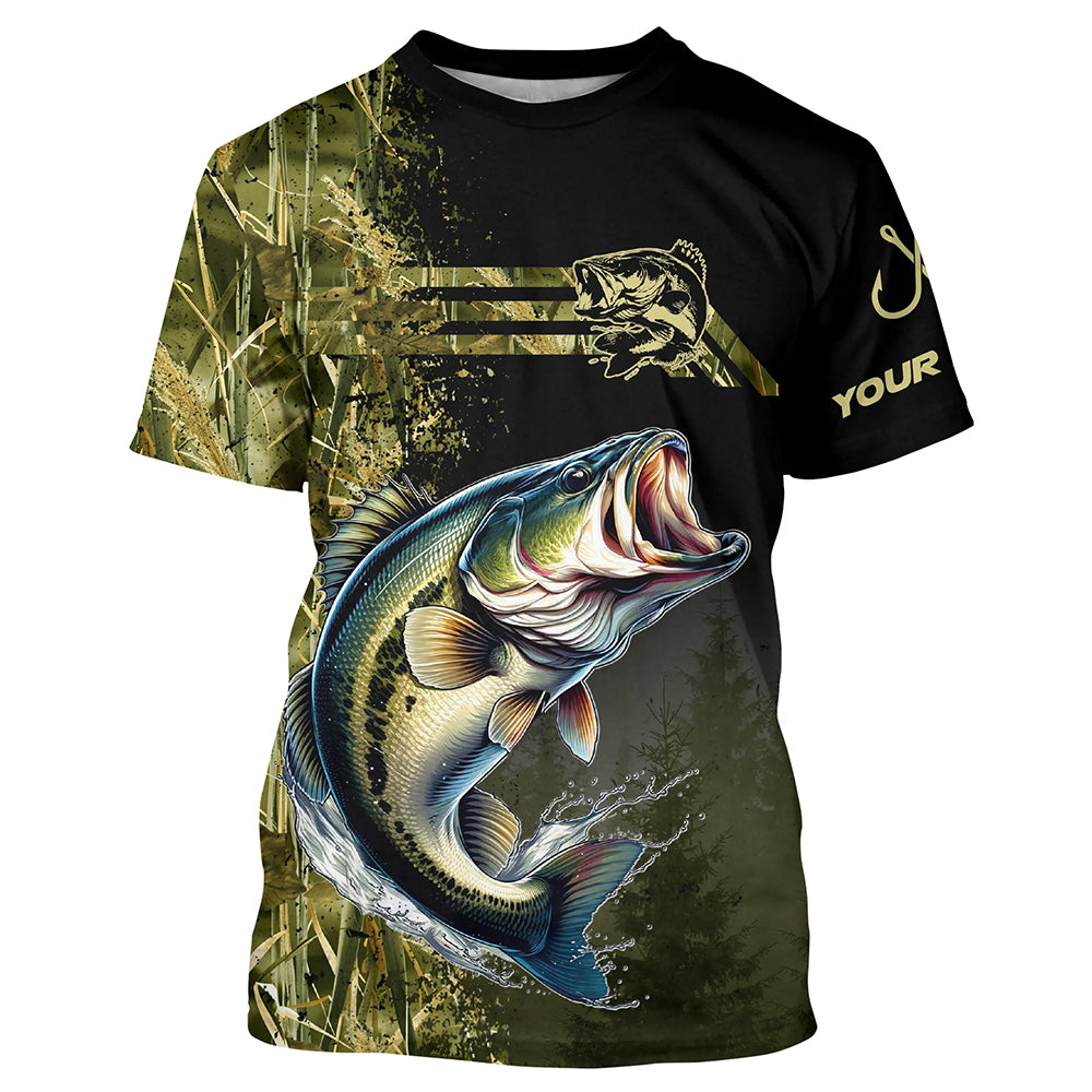 Custom Largemouth Bass fishing camouflage Fishing Jerseys, Personalized Bass fishing T-shirt NQS4862