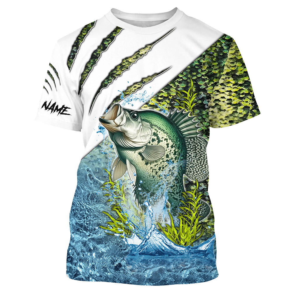 Crappie fishing green scales freshwater fish Custom Name Fishing shirts | Tshirt - NPQ643