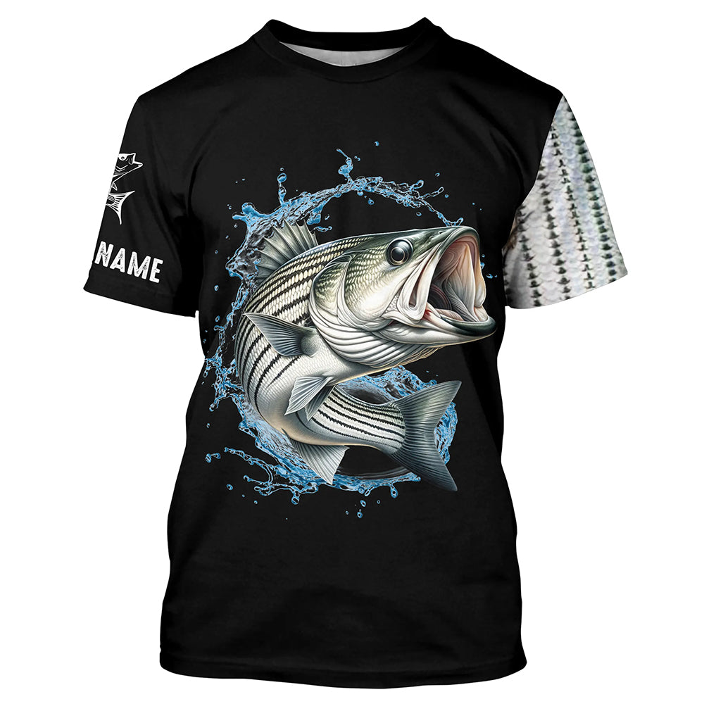 Striped Bass fishing scale Customize Name All-over Print Unisex fishing T-shirt NPQ12