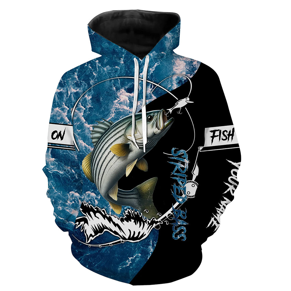 Striped Bass fishing blue ocean camouflage fishing clothing Customize fishing hoodie NPQ463