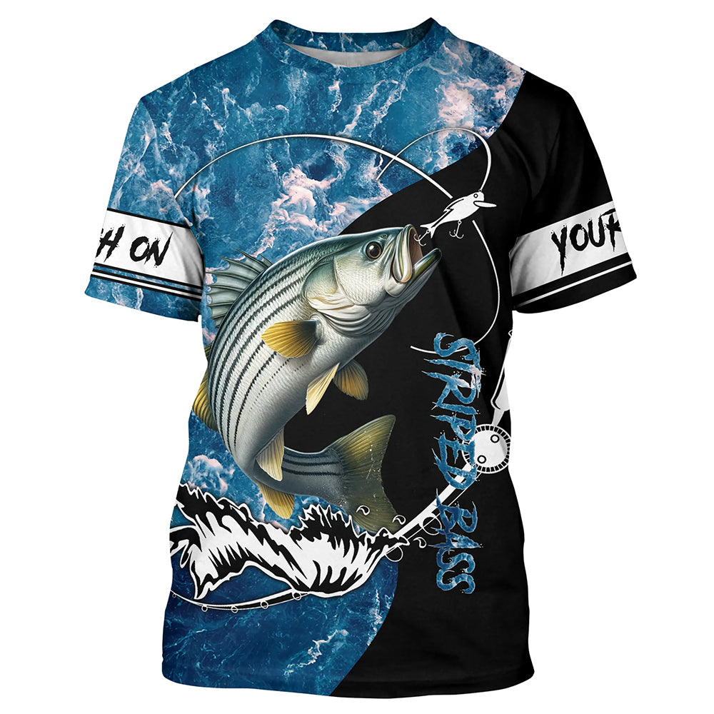 Striped Bass fishing blue ocean camouflage fishing clothing Customize fishing T-shirt NPQ463