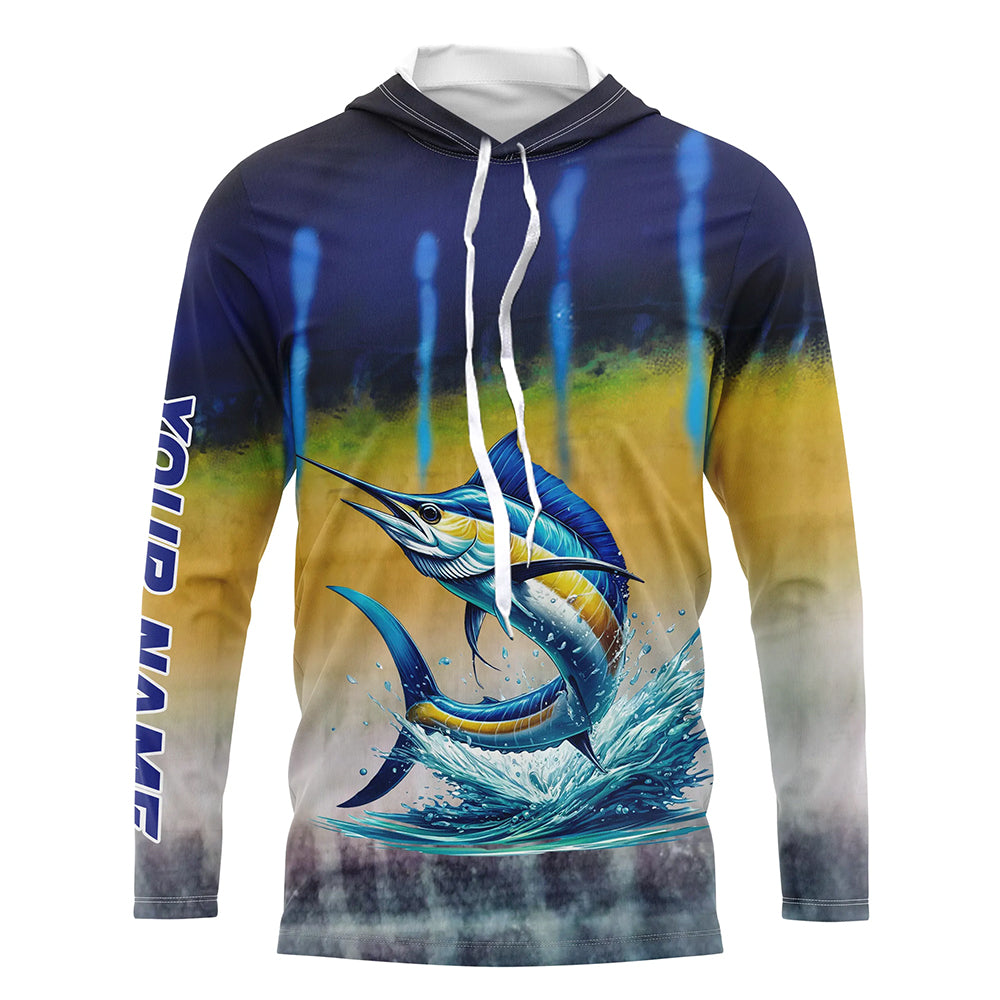 Personalized Marlin Fishing jerseys, Marlin scales UV protection long sleeve saltwater fishing shirt NQS5254