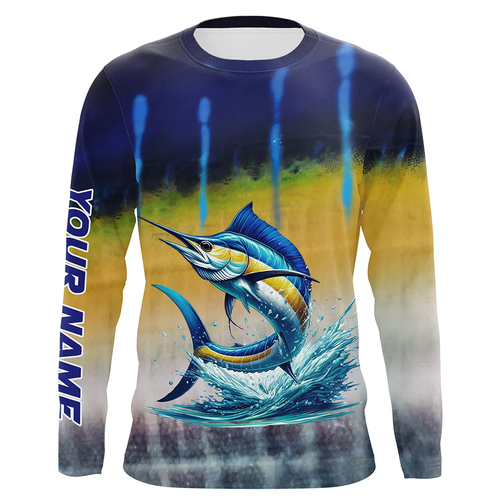 Personalized Marlin Fishing jerseys, Marlin scales UV protection long sleeve saltwater fishing shirt NQS5254