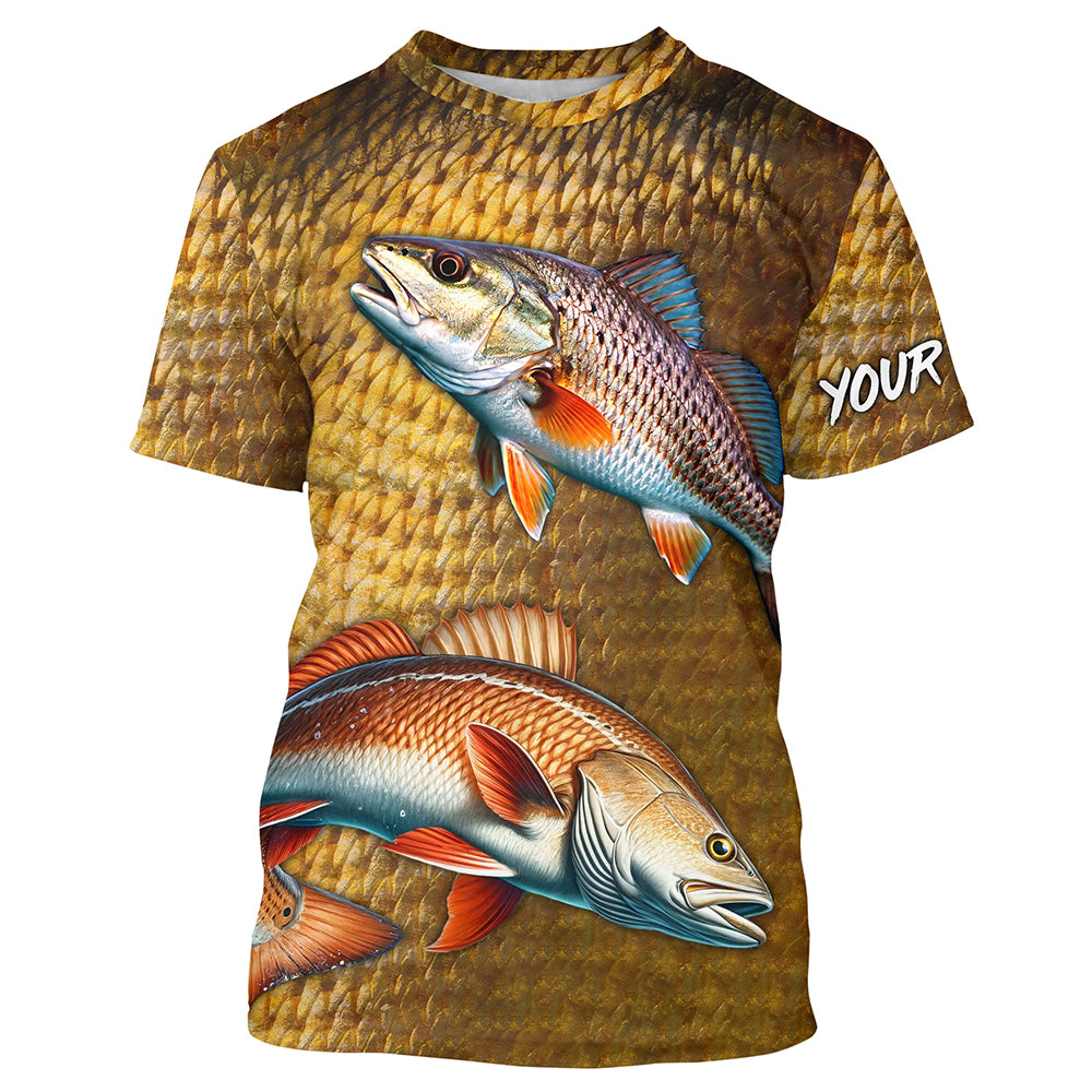 Redfish fishing scales Custom Fishing T-shirt, personalized red drum fishing jerseys NQS5266