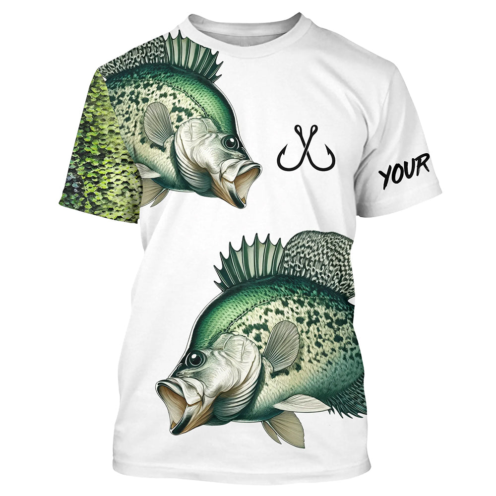 Custom Crappie Fishing Jerseys, Personalized Crappie green scales fishing T-shirt NQS4982