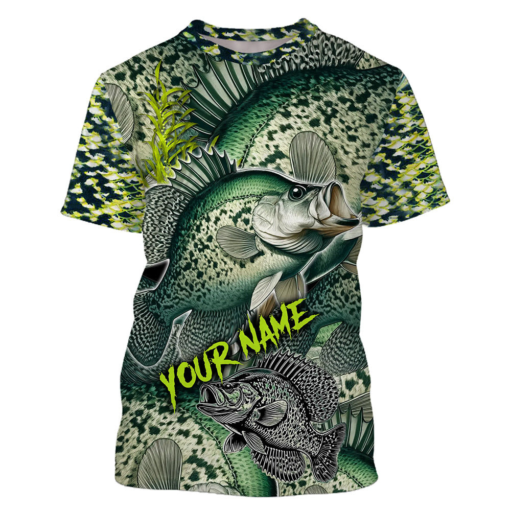 Crappie fishing green scales Custom name fishing jerseys | Tshirt - NPQ850