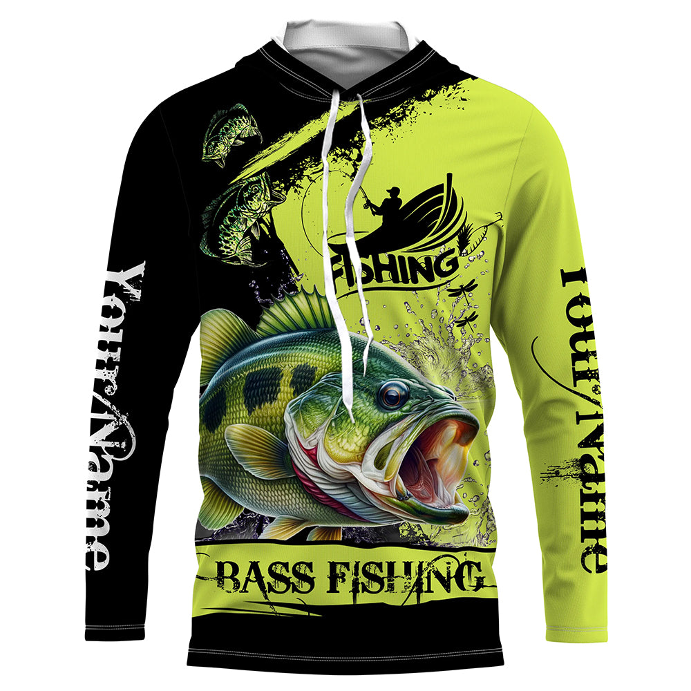 Largemouth Bass fishing black and green Custom name fishing jerseys | Long sleeve, Long Sleeve Hooded NPQ861