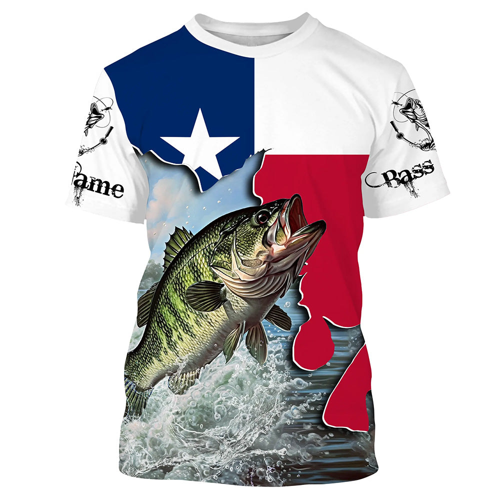 Texas Bass Fishing shirts Texas flag Customize Name All-over Print Unisex fishing T-shirt NPQ487