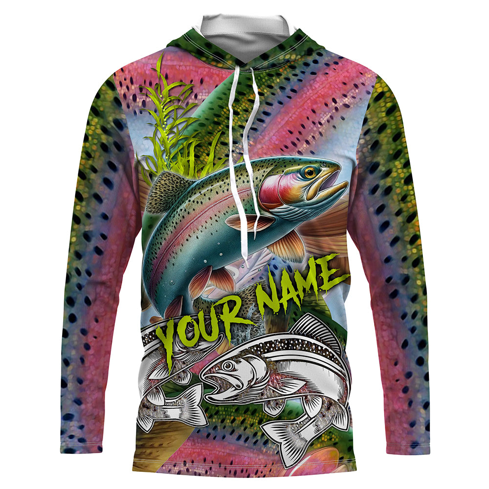 Rainbow Trout fishing scales Custom name fishing jerseys | Long sleeve, Long Sleeve Hooded NPQ865