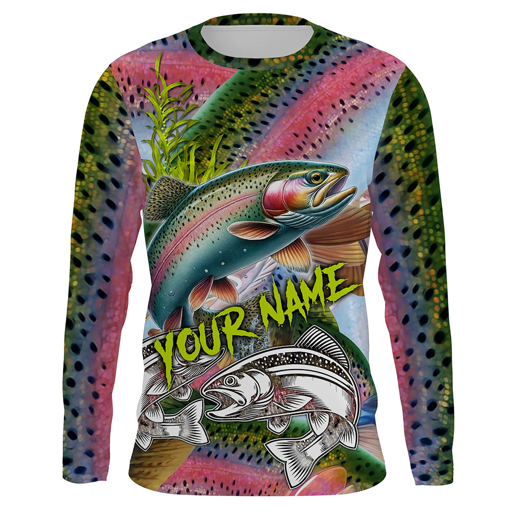 Rainbow Trout fishing scales Custom name fishing jerseys | Long sleeve, Long Sleeve Hooded NPQ865