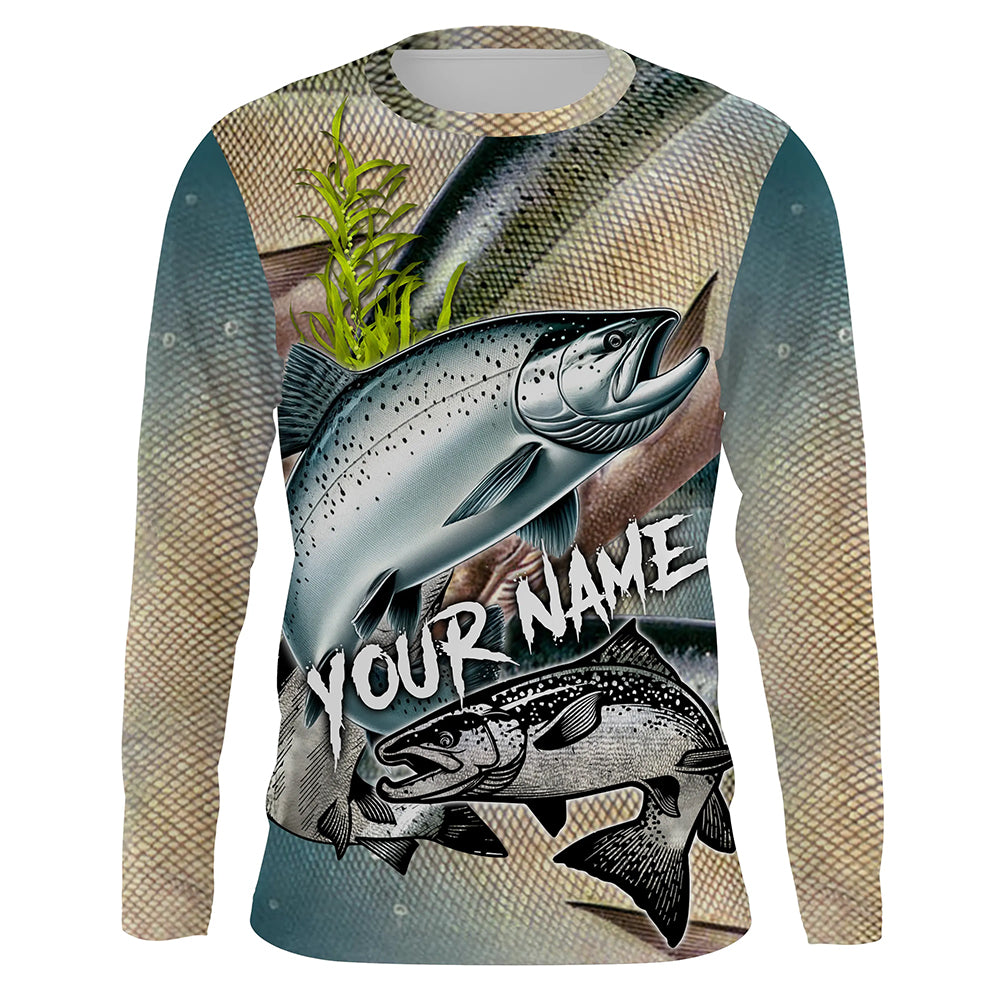 Chinook salmon King salmon fishing scales Custom name fishing jerseys | Long sleeve, Long Sleeve Hooded NPQ866