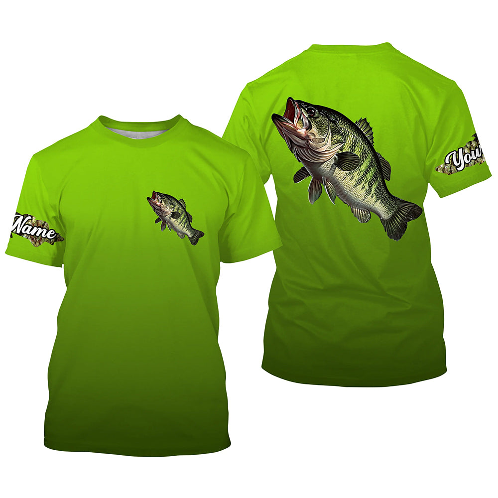 Largemouth bass fishing green scales shirts Custom Name 3D All Over Printed Tshirt - NPQ630