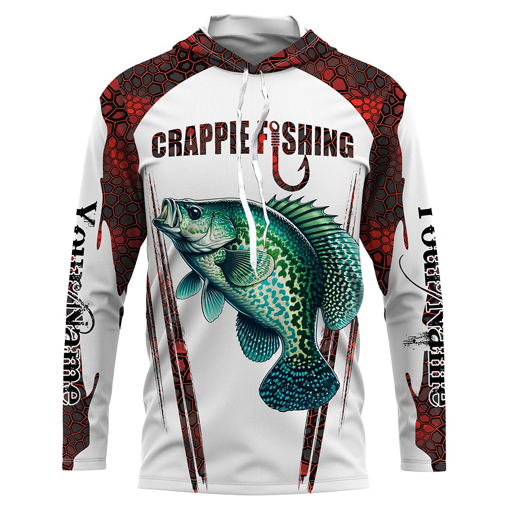 Crappie fishing red camo Custom Funny UV Protection Long sleeve Fishing shirts NQS5127